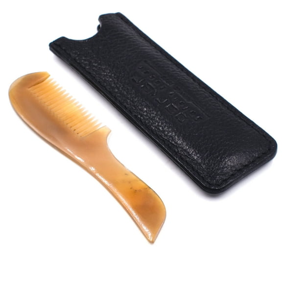 Genuine Horn Mustache & Beard Comb with Leather Case from Parker Safety Razor
