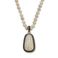thumbnail image 1 of Genuine Howlite Antiqued Silvertone Beaded Drop Pendant Necklace 34-inch, 1 of 1