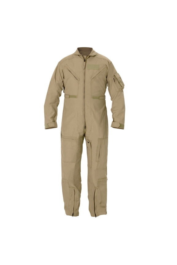 CWU 27/P Nomex Coverall, Knife Pocket, No Epaulets, Made in USA, Khaki, Size 50 Long