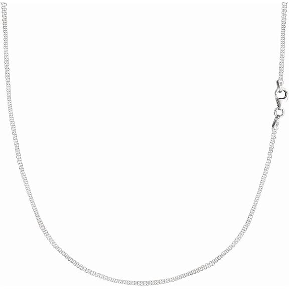 Genuine Italian 925 Sterling Silver Bismark Link Chain Bracelet – 16" Classic Shiny Women’s Chain with Lobster Claw Clasp