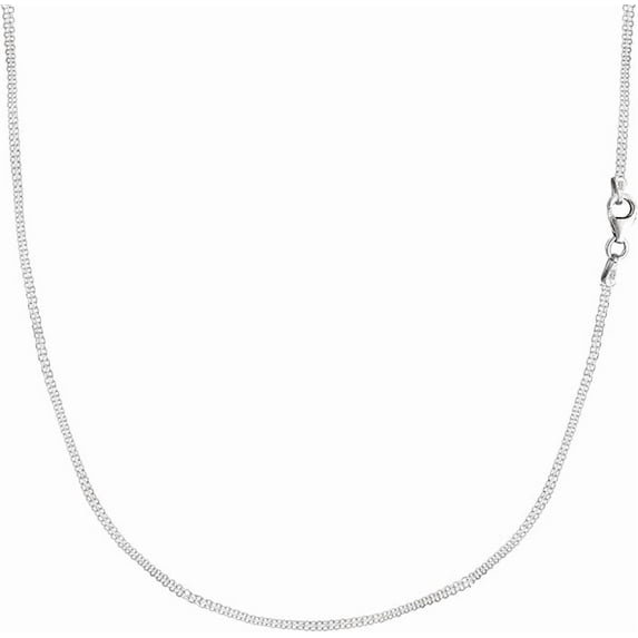 Genuine Italian 925 Sterling Silver Bismark Link Chain Bracelet – 16" Classic Shiny Women’s Chain with Lobster Claw Clasp