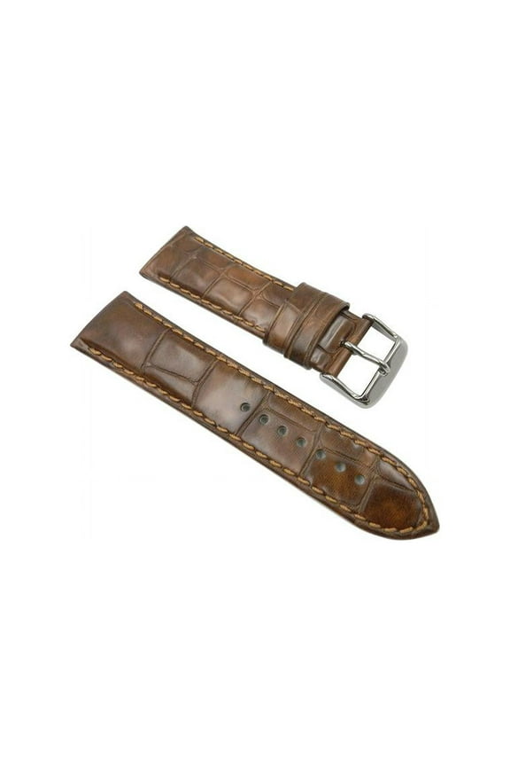 Genuine Italian Leather Brown Large Alligator Grain 22mm Watch Strap