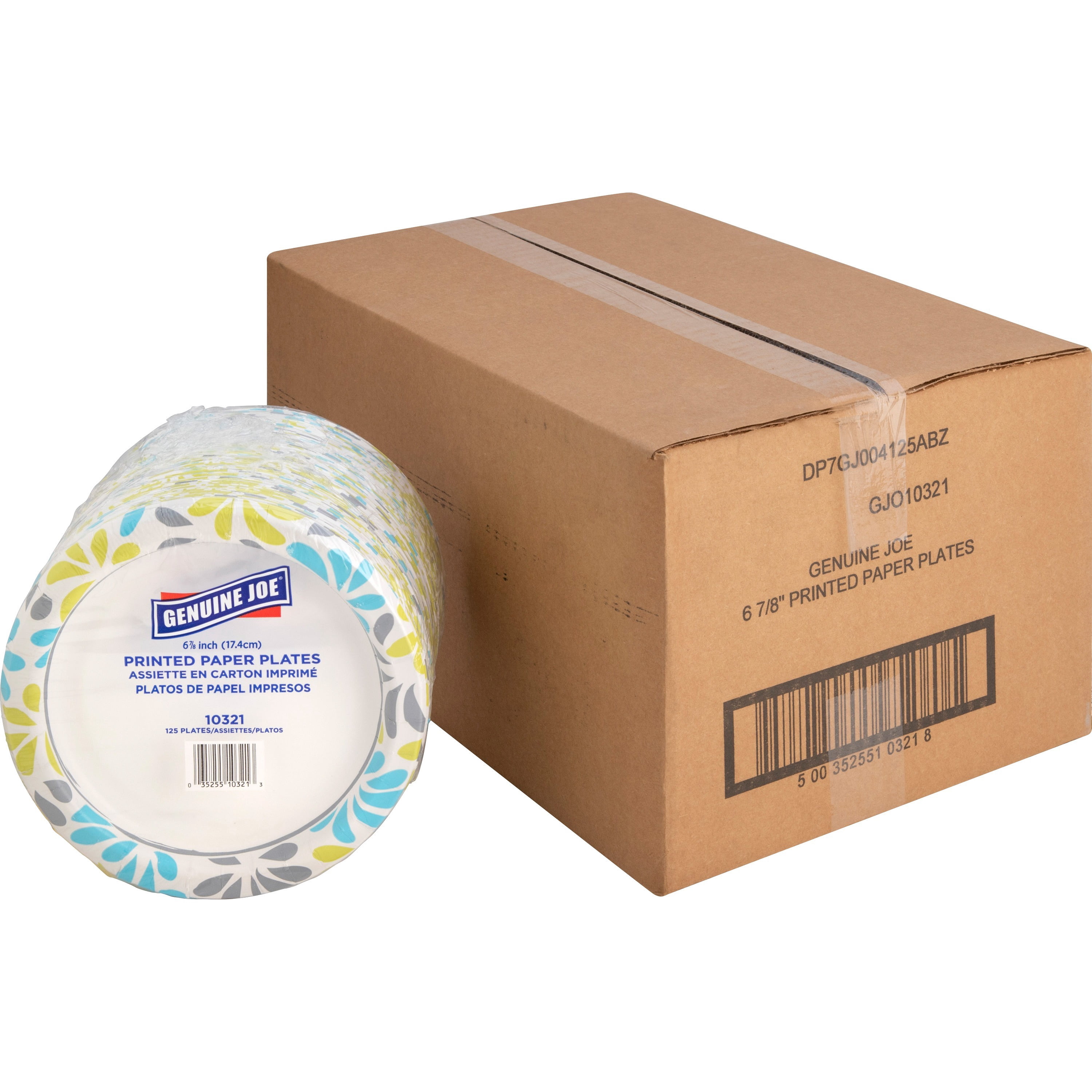 Genuine Joe, GJO10321CT, Printed Paper Plates, 500 / Carton, Assorted