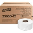 thumbnail image 1 of Genuine Joe 2-ply Jumbo Roll Dispenser Bath Tissue - 2 Ply - 3.30" x 650 ft - 8.63" Roll Diameter - White - Nonperforated, Unscented, Strong - For Restroom - 12 / Carton | Bundle of 10 Cartons, 1 of 1