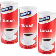 Genuine Joe Sugar Canisters - 20 Oz (567 G) - Natural Sweetener - 3/Pack