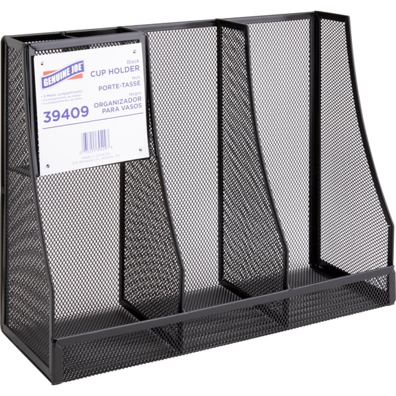 Genuine Joe 4-compartment Cup Holder, Black, 1 Each (Quantity)