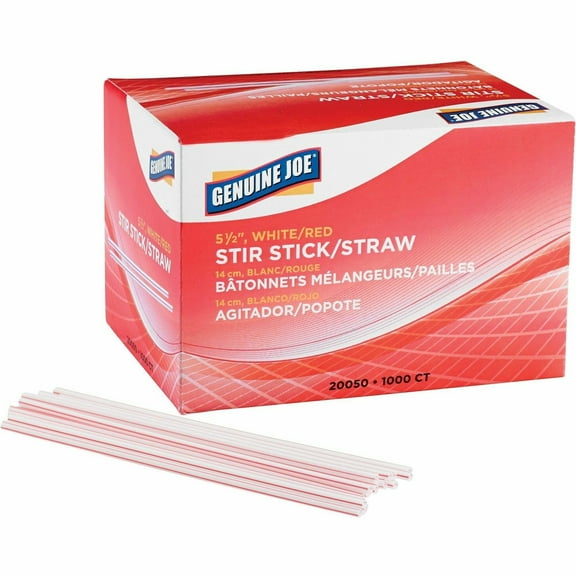Genuine Joe 5-1/2" Plastic Stir Stick/straws - 5.5" Length - Plastic - 40 / Carton - White