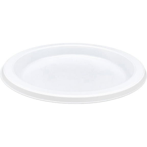 Genuine Joe  7 in. Disposable Plastic Plates, White - Pack of 125