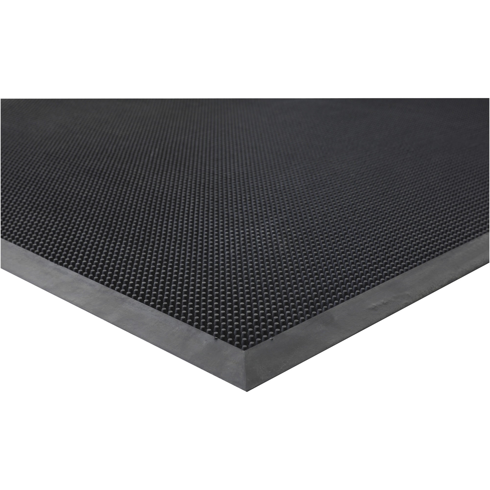 Genuine Joe Brush Tip Scraper Mat - Indoor, Outdoor - 28" Length X 18" Width X 0.40" Thickness - Rectangle - Rubber - Black