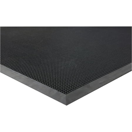 Genuine Joe Brush Tip Scraper Mat - Indoor, Outdoor - 28" Length X 18" Width X 0.40" Thickness - Rectangle - Rubber - Black