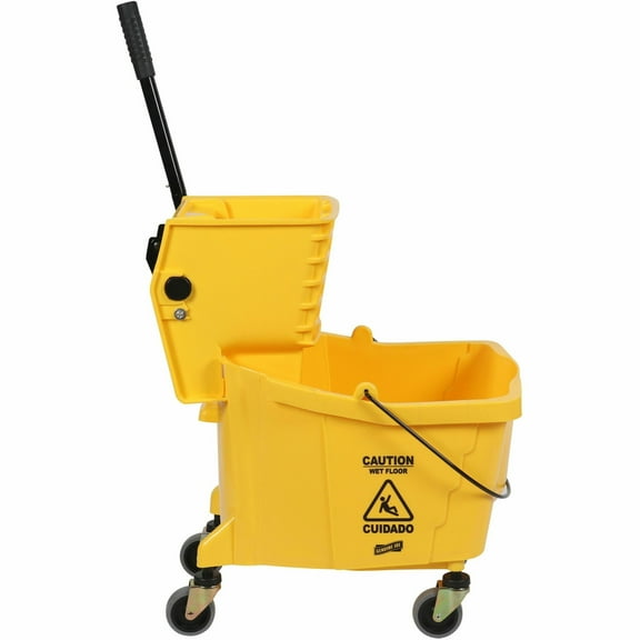 Genuine Joe, GJO02347, 35 QT Side Press Mop Bucket Wringer Combo, 1 Each, Yellow
