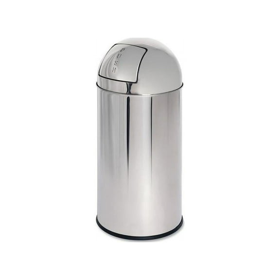 Genuine Joe Classic Round Top Receptacle Stainless Steel