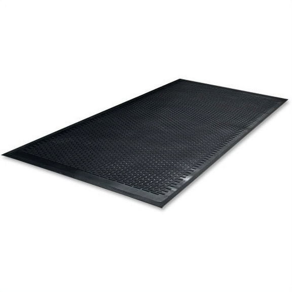 Genuine Joe Clean Step Scraper Mat Outside Entrance - 72" Length x 48" Width - Rubber - Black