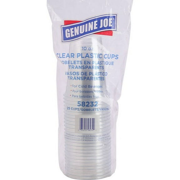 Genuine Joe Clear Plastic Cups - 10 fl oz - 25 / Pack - Clear - Plastic - Cold Drink | Bundle of 10 Packs