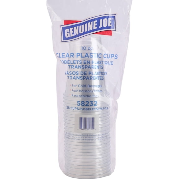 Genuine Joe Clear Plastic Cups - 20 / Pack - 10 Fl Oz - 20 / Carton - Clear - Plastic - Cold Drink, Beverage