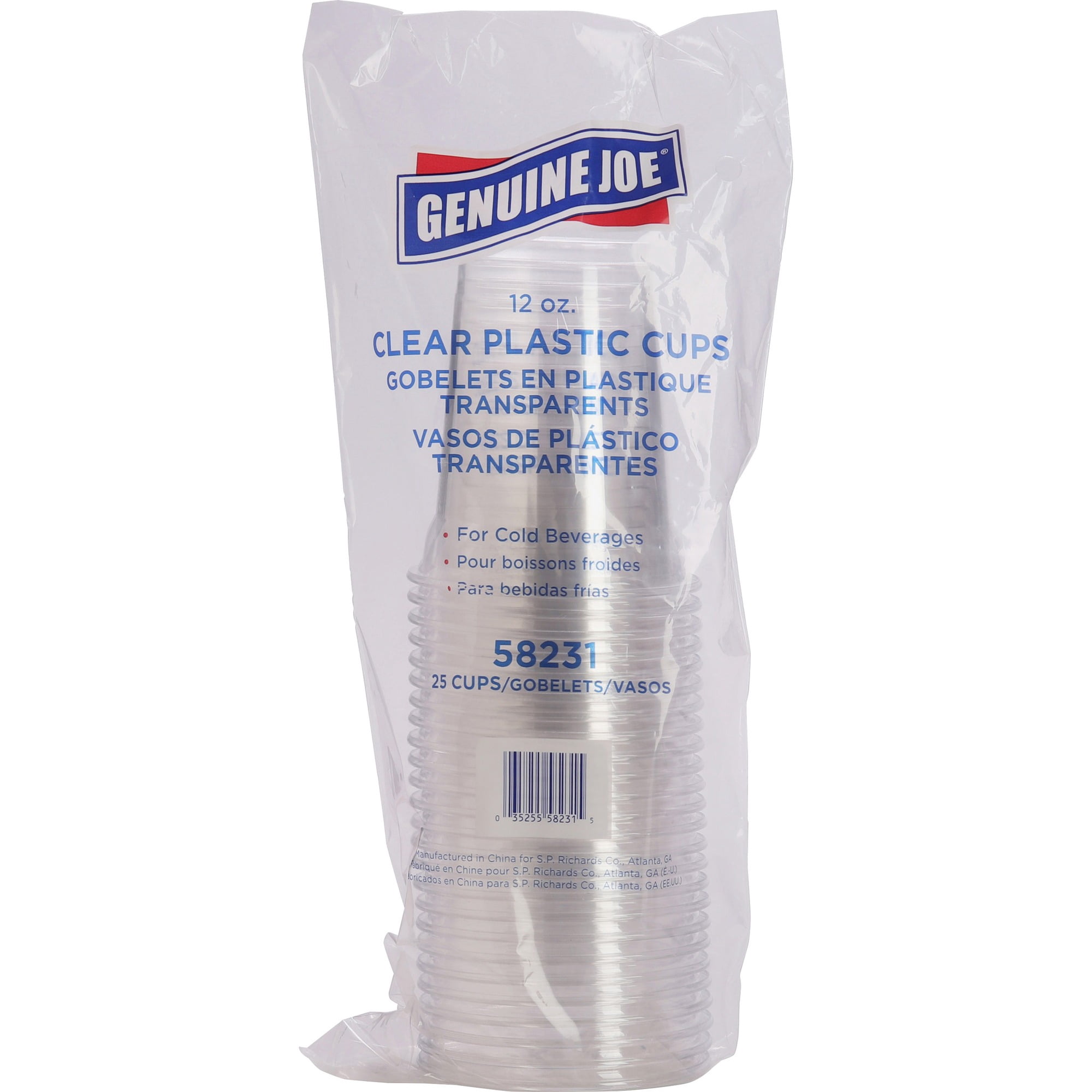 Genuine Joe Clear Plastic Cups - 20 / Pack - 12 Fl Oz - 20 / Carton - Clear - Plastic - Cold Drink, Beverage