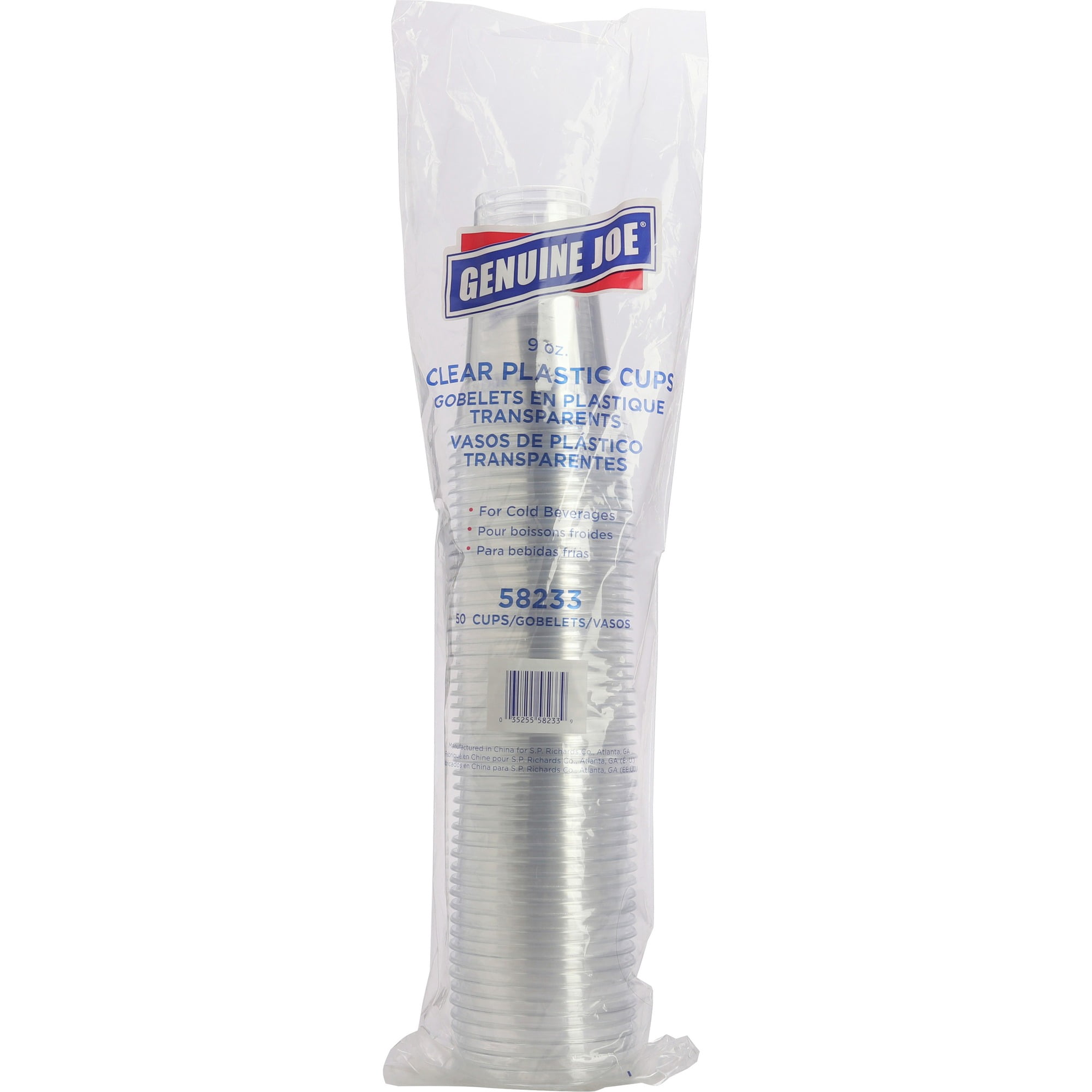 Genuine Joe Clear Plastic Cups - 50 - 9 Fl Oz - 20 / Carton - Clear - Plastic - Cold Drink, Beverage