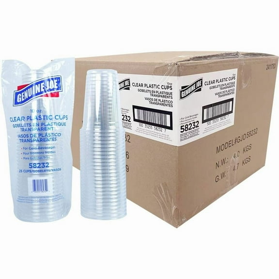 Genuine Joe, GJO58232CT, Clear Plastic Cups, 500 / Carton, Clear, 10 fl oz