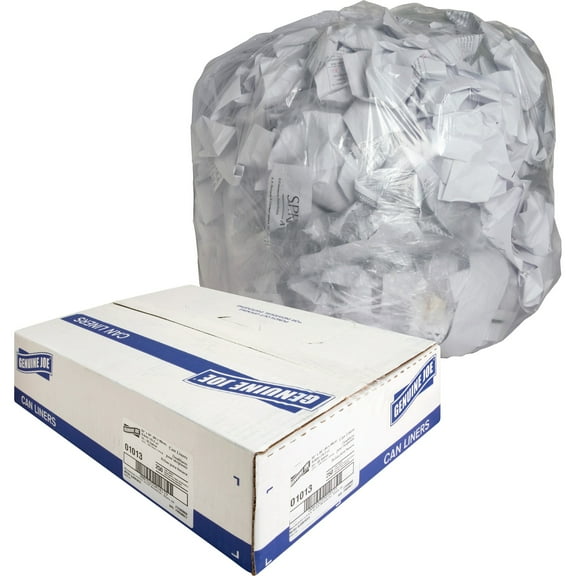 Genuine Joe Clear Trash Can Liners - Medium Size - 33 Gal - 33" Width X 39" Length X 0.60 Mil (15 Micron) Thickness - Low Density - Clear - 250/carton