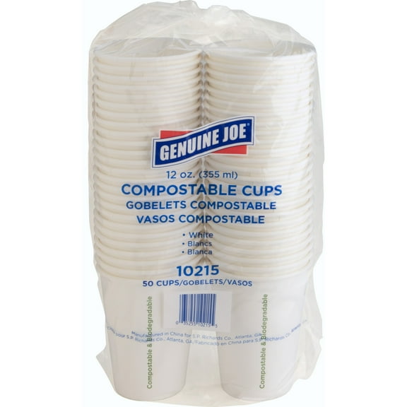 Genuine Joe, GJO10215, Eco-friendly Paper Cups, 50 / Pack, White, 12 fl oz