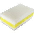 thumbnail image 1 of Genuine Joe Dual-Sided Melamine Eraser Amazing Sponges - 4.5" Height x 4.5" Width x 2.8" Depth - 5/Pack - Cellulose - White, Yellow | Bundle of 5, 1 of 2