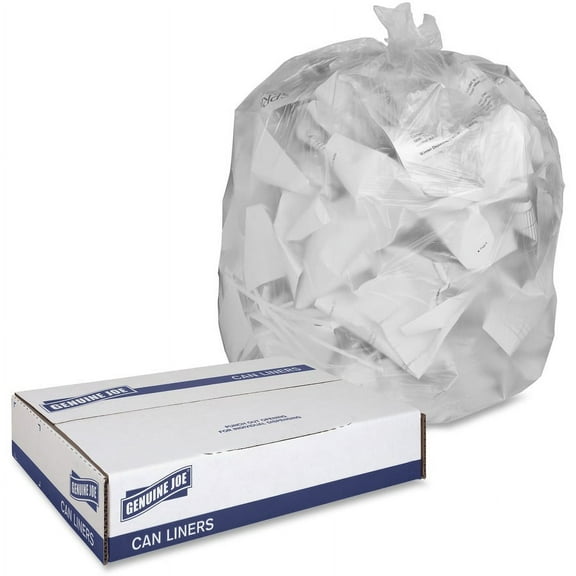 Genuine Joe Economy High-Density Can Liners - Small Size - 10 gal - 24" Width x 24" Length x 0.24 mil (6 Micron) Thickness - High Density - Translucen | Bundle of 2 Cartons