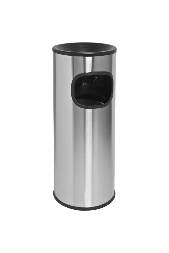 Genuine Joe Fire-safe 3-gallon Ashtray Receptacle - 3 Gal Capacity - Removable Lid, Fire-safe, Compact - Aluminum, Stainless Steel - Stainless Steel - 1 Each