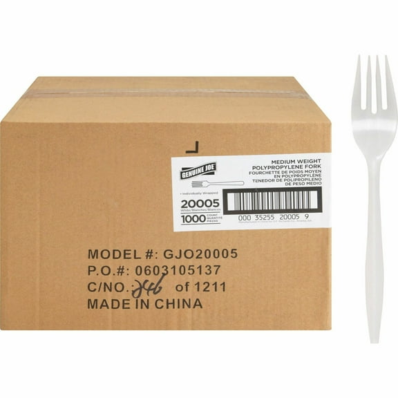 Genuine Joe, GJO20005, Individually Wrapped Fork, 1000 / Carton, White
