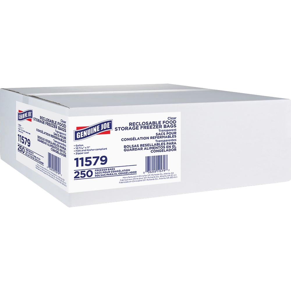 Genuine Joe Freezer Storage Bags - 1 gal Capacity - 2.70 mil (69 Micron) Thickness - Zipper Closure - Clear - 6/Carton - 250 Per Box - Beef, Poultry, Vegetables, Seafood, Food Genuine Joe Freezer Storage Bags - 1 gal Capacity - 2.70 mil (69 Micron) Thickness - Zipper Closure - Clear - 6/Carton - 250 Per Box - Beef, Poultry, Vegetables, Seafood, Food
