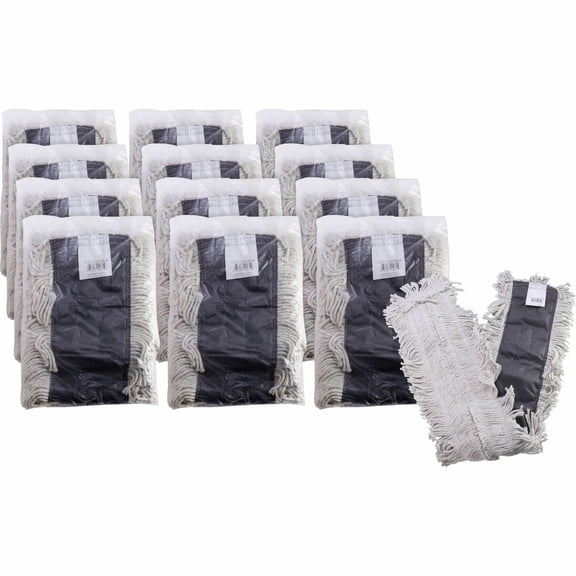Genuine Joe, GJO00485CT, Disposable Cotton Dust Mop Refill, 12 / Carton, Natural