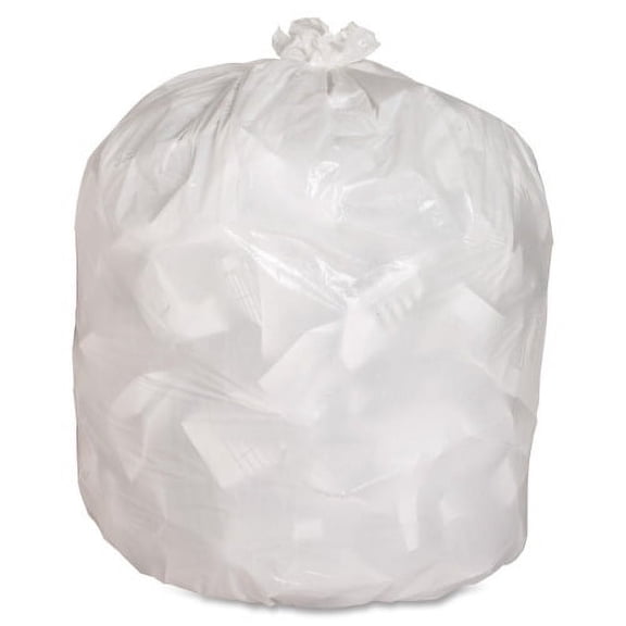 Genuine Joe 75% Recycled Heavy-Duty Contractor Trash Bags,  0.8 mil, 13 Gallons, 24" x 31", White, Box Of 150