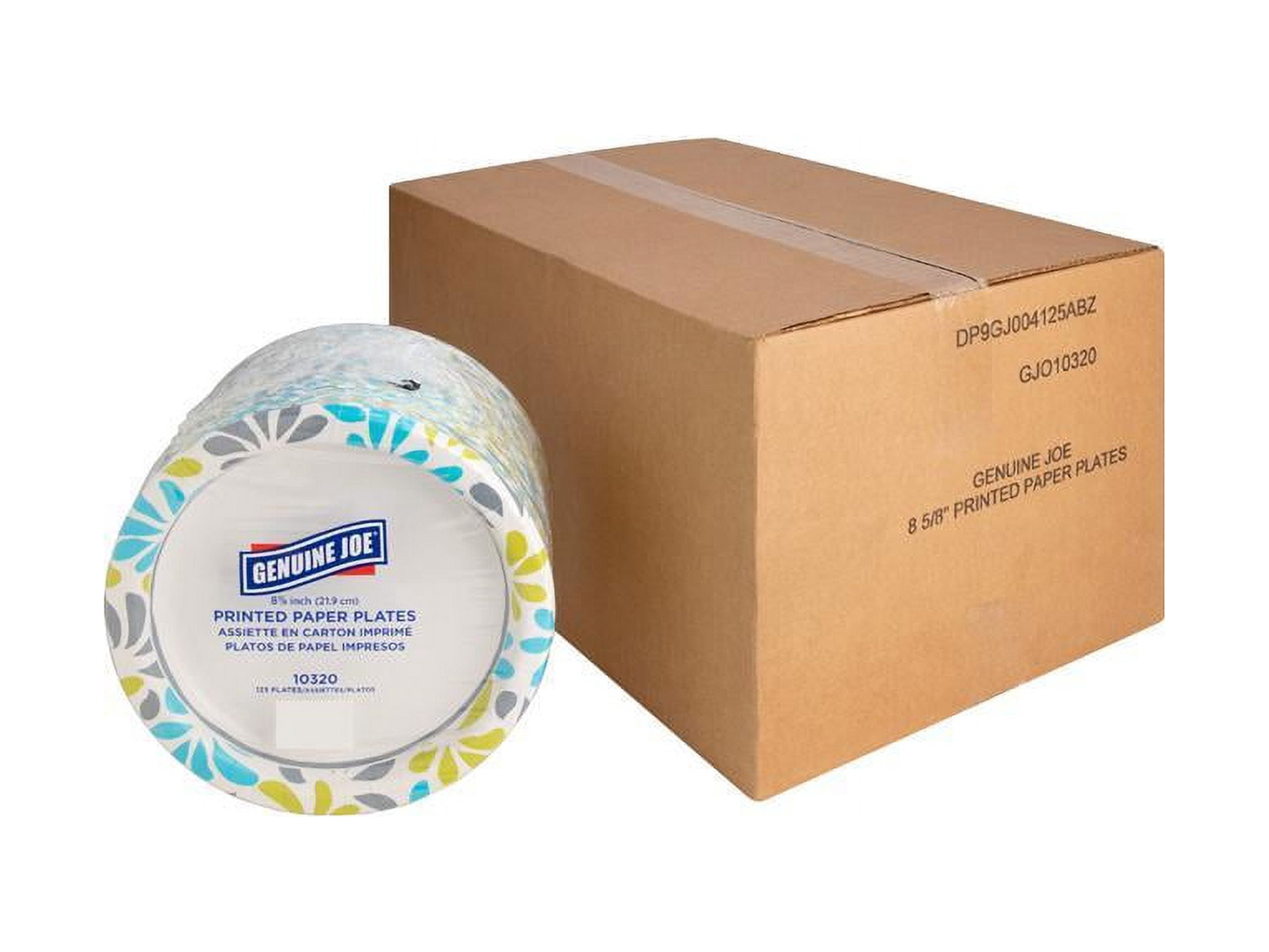 Genuine Joe, GJO10320CT, Printed Paper Plates, 500 / Carton, Assorted