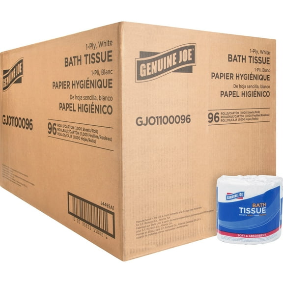 Genuine Joe, GJO1100096, 1-ply Bath Tissue, 96000 / Carton, White
