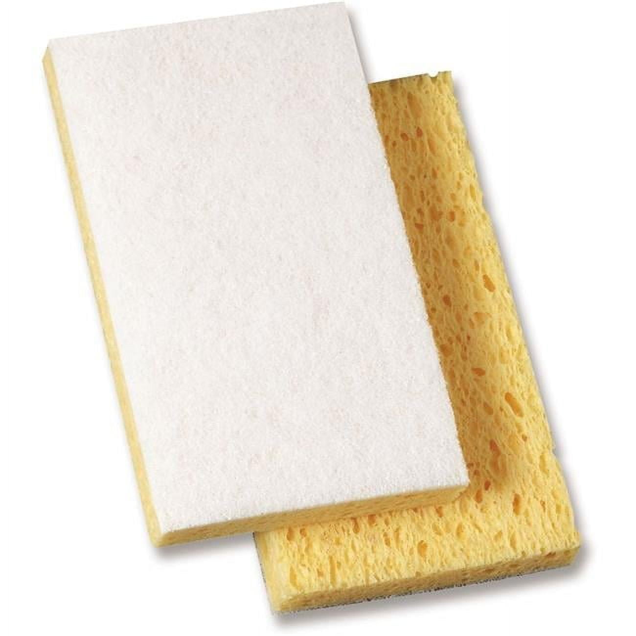 Genuine Joe GJO18423 Light-Duty Sponge Scouring Pad, White & Yellow - Case of 20 - Pack of 20