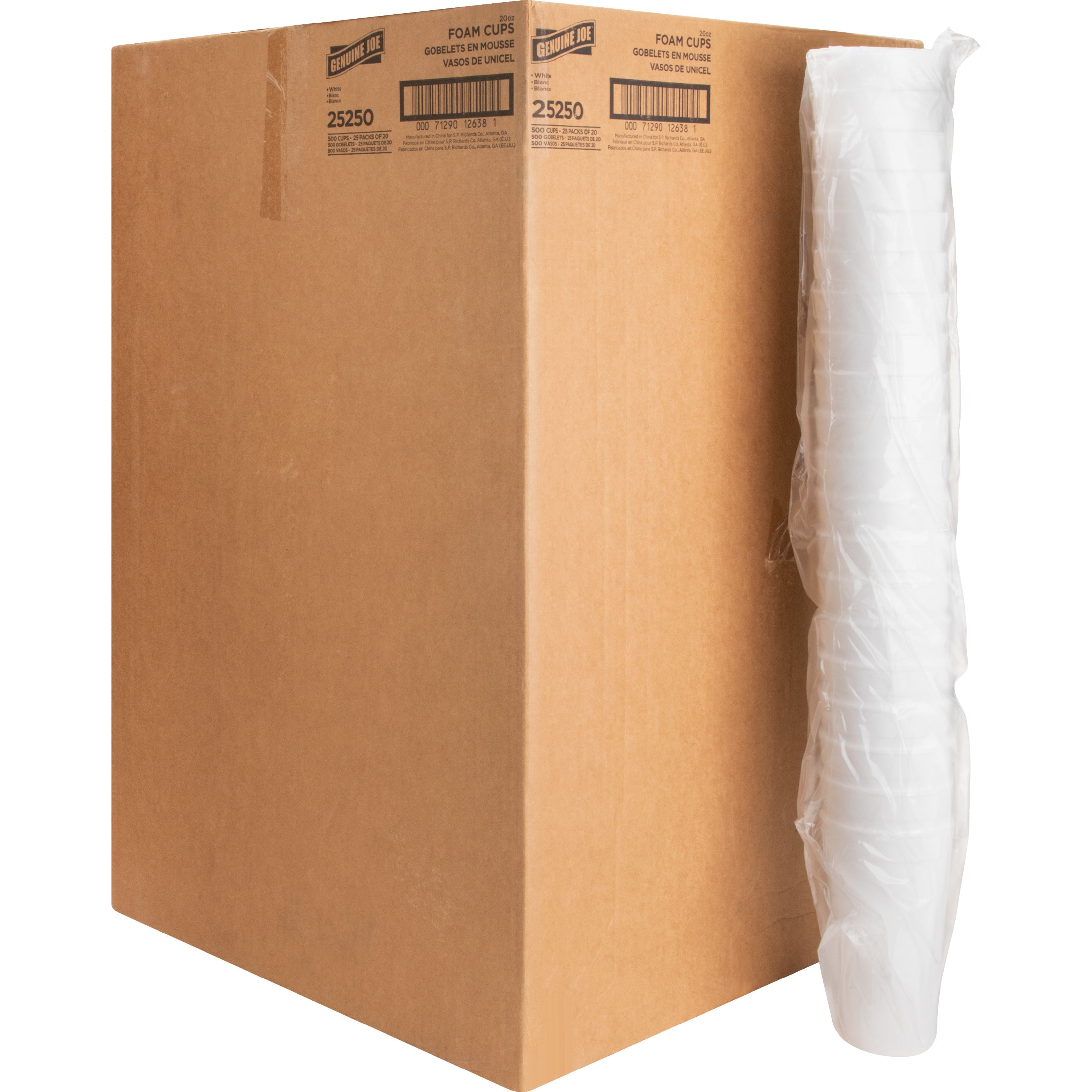 Genuine Joe, GJO25250, Styrofoam Cup, 500 / Carton, White, 20 fl oz
