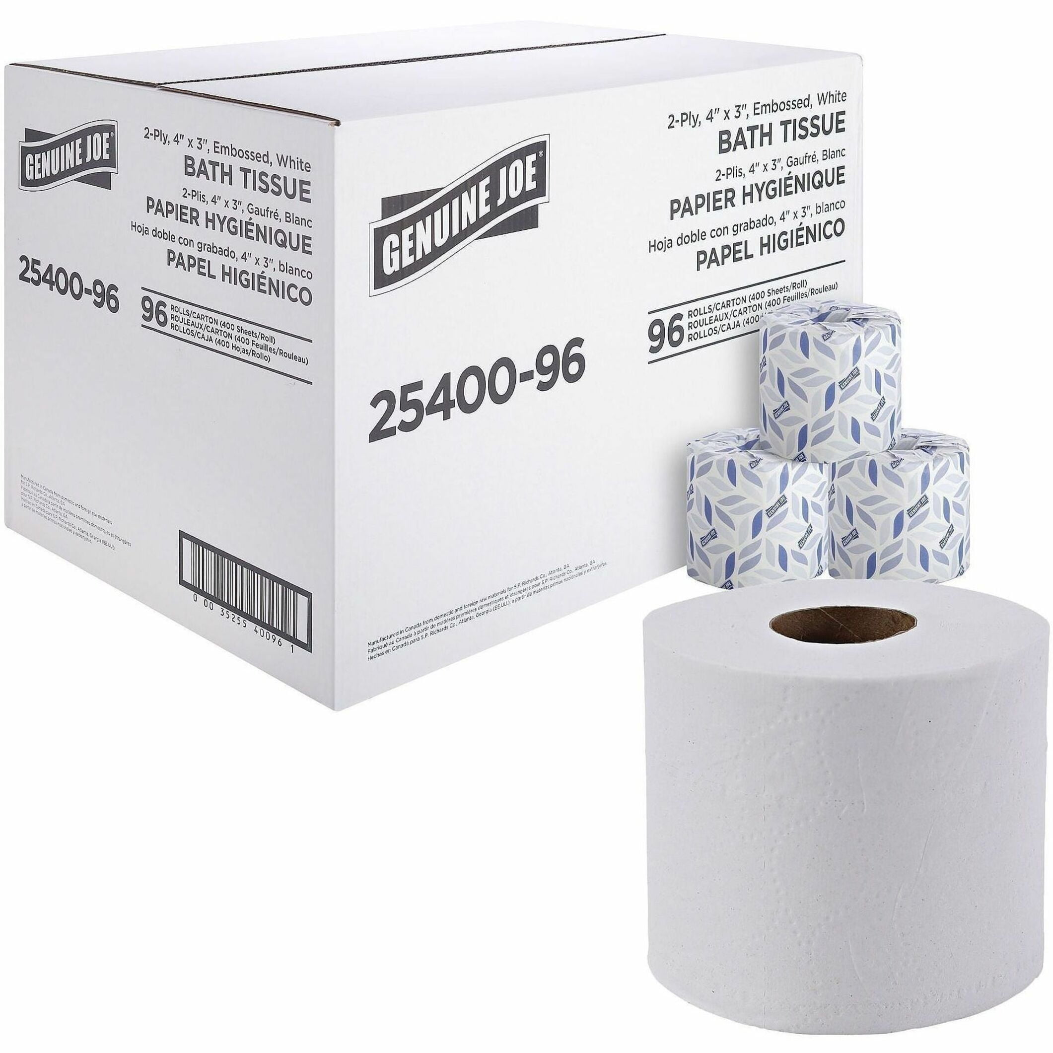 Genuine Joe Recycled 2-Ply Standard Bath Tissue Rolls, 96/Carton
