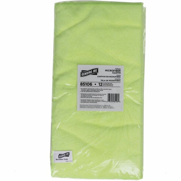 Genuine Joe, GJO85106, General-purpose Microfiber Cloth, 12 / Bag, Yellow