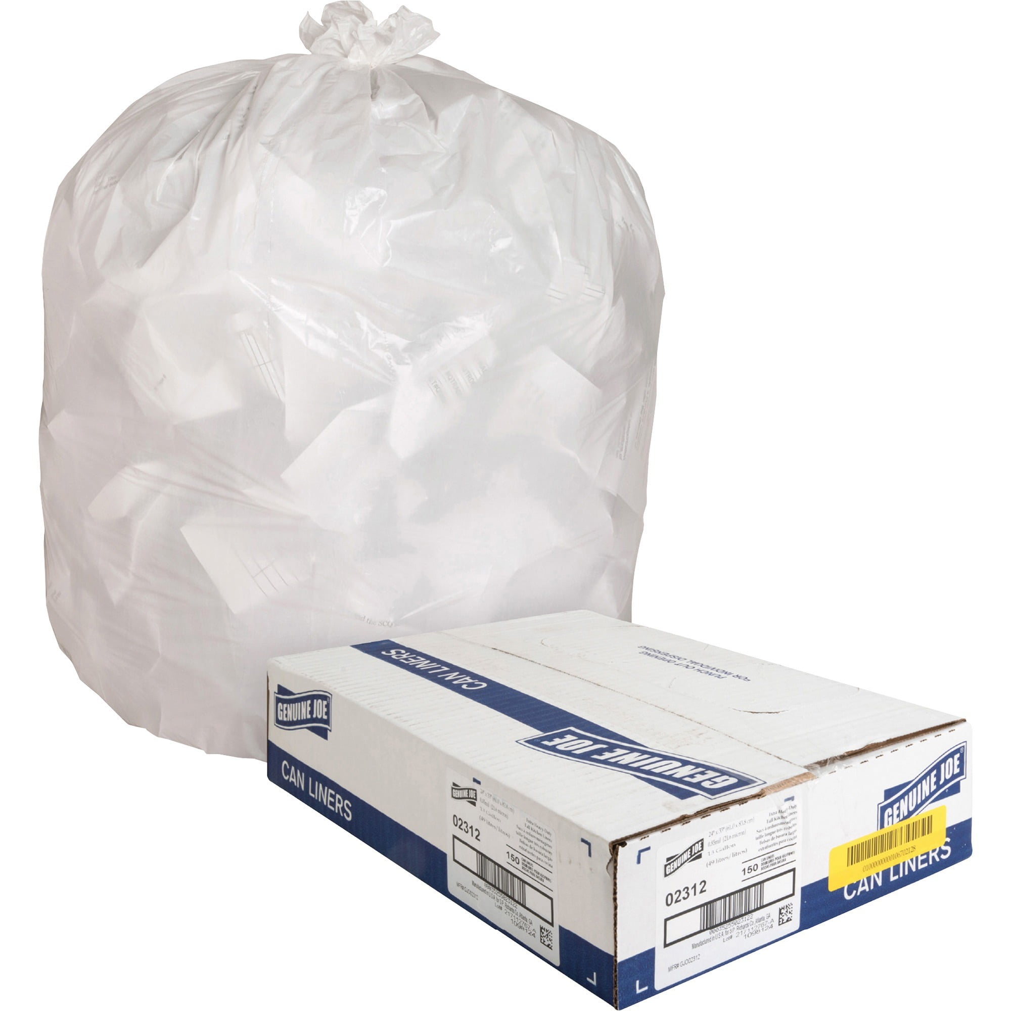 Genuine Joe Heavy-duty Tall Kitchen Trash Bags - Small Size - 13 Gal - 24" Width X 33" Length X 0.85 Mil (22 Micron) Thickness - Low Density - White - 150/carton - Kitchen