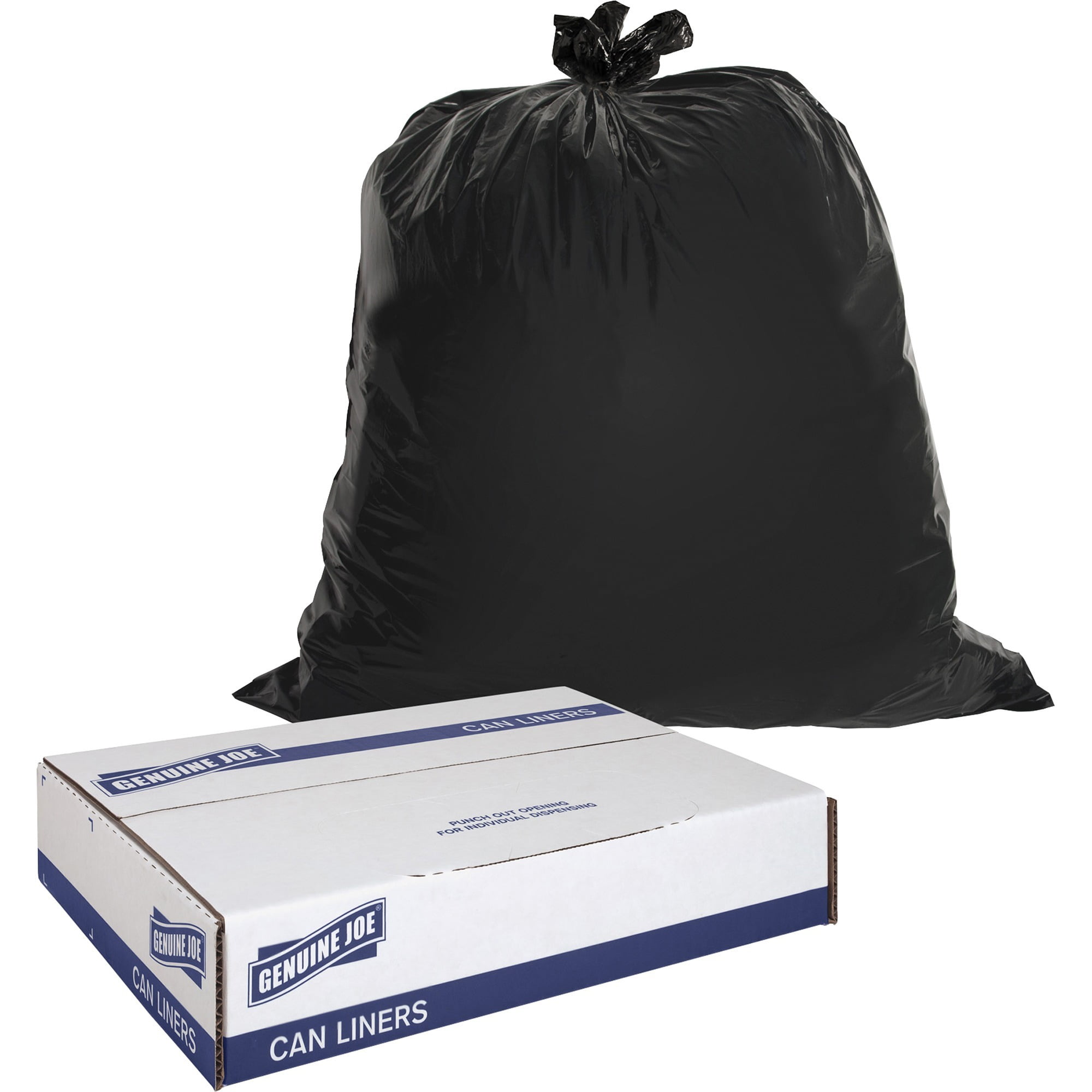 Genuine Joe Heavy-duty Trash Can Liners - Medium Size - 30 Gal - 30" Width X 36" Length X 1.50 Mil (38 Micron) Thickness - Low Density - Black - 100/carton