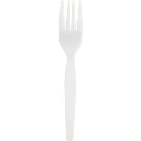 Genuine Joe Heavyweight White Plastic Forks - 100/Box - Polystyrene - White