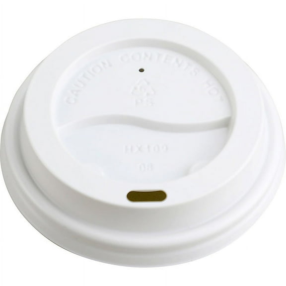 Genuine Joe Hot Cup Lids - Polystyrene - 50 / Pack - White | Bundle of 5 Packs