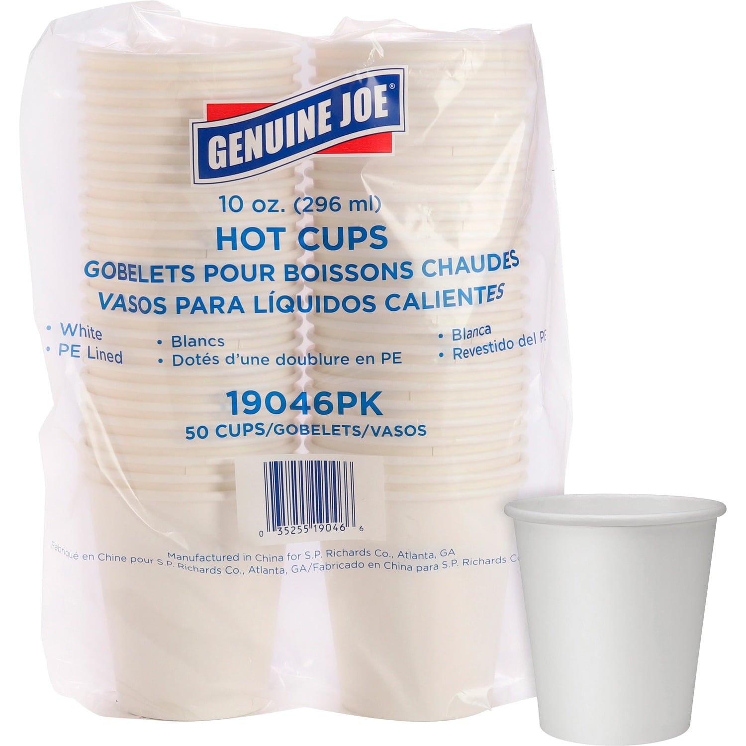 Genuine Joe Hot Cups Single 10oz. 1000/CT White 19046CT Polyurethane