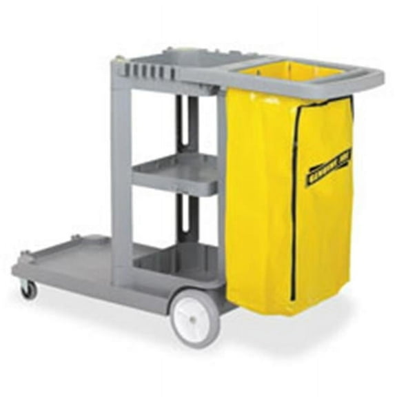 Genuine Joe Janitors Cart, 30.75 in. x 55.63 in. x 38 in., Lt Gray-Yellow