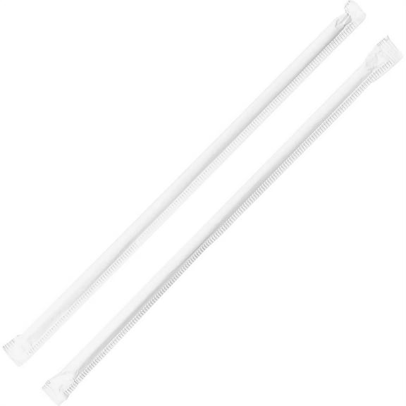 Genuine Joe Jumbo Translucent Straight Straws - 7.8" Length - 500 / Box - Clear | Bundle of 5 Boxes