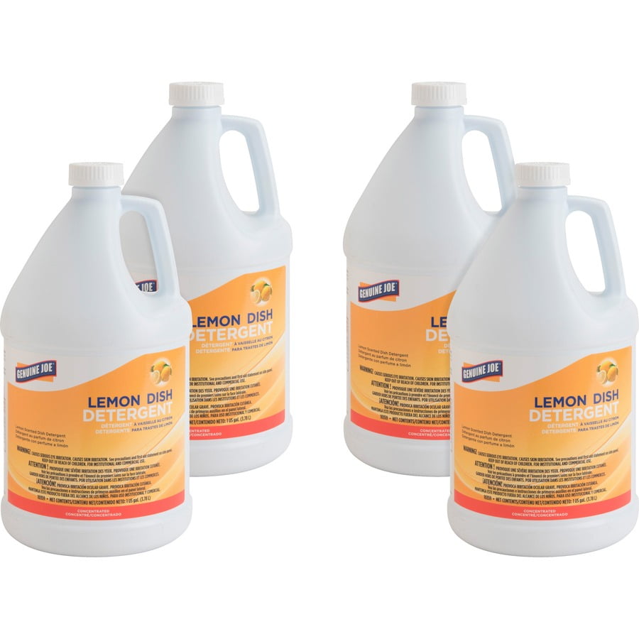 Genuine Joe, GJO10359CT, Lemon Dish Detergent Gallon, 4 / Carton, White