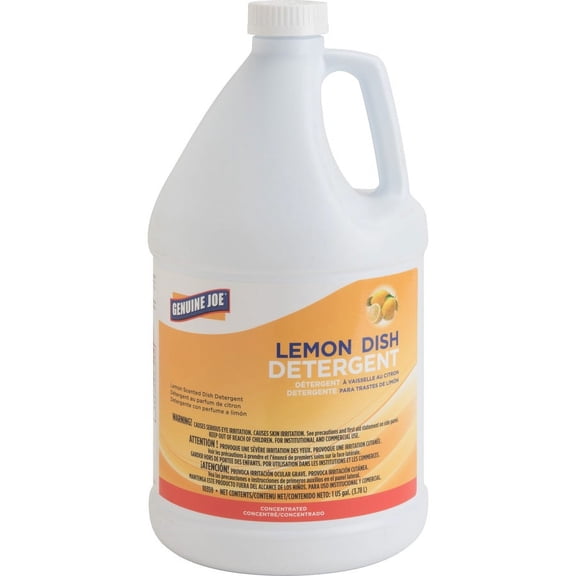 Genuine Joe Lemon Dish Detergent Gallon - Liquid - 128 fl oz (4 quart) - Lemon Scent - 1 Each - White | Bundle of 2 Each