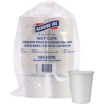 Genuine Joe Lined Disposable Hot Cups - 8 fl oz - 250 / Bundle - White - Polyurethane - Hot Drink | Bundle of 5 Bundles