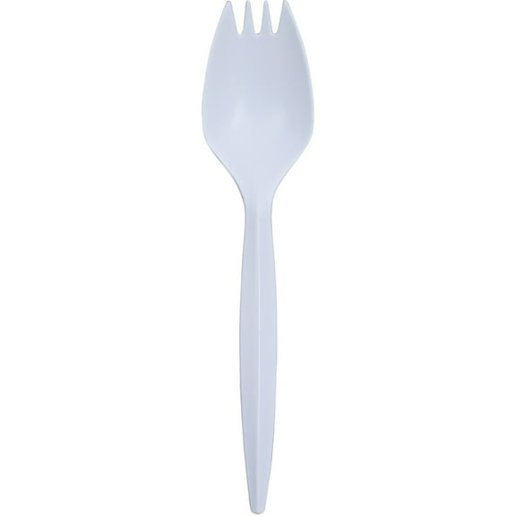 Genuine Joe Medium-Weight Plastic Spork 1000/Carton - 1 x Spork - Disposable - White