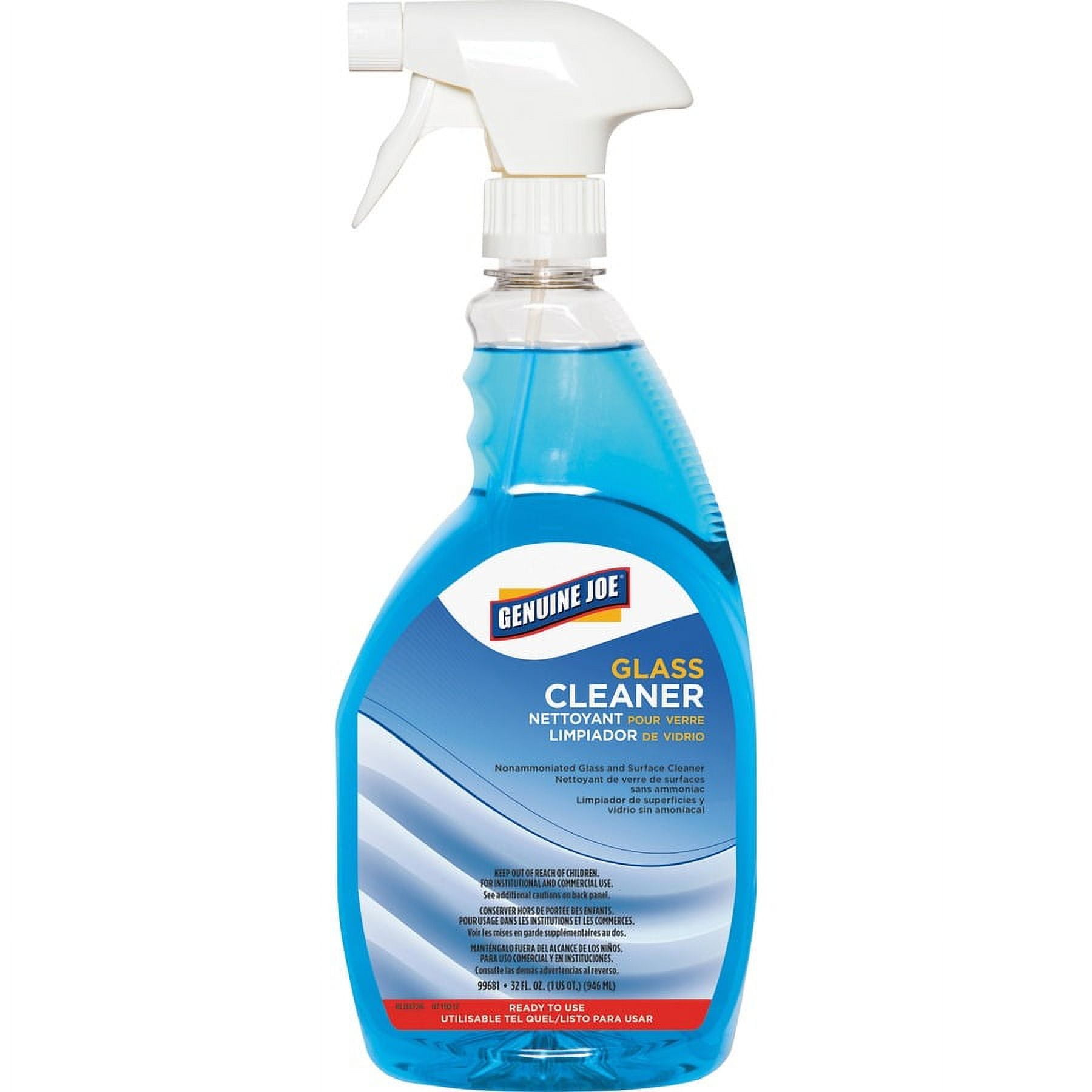 Genuine Joe Ammoniated Glass Cleaner - For Hard Surface - Ready-To-Use - 32 fl oz (1 quart) - 1 Each - Lint-free, Heavy Duty, Easy to Use - Blue Genuine Joe Ammoniated Glass Cleaner - For Hard Surface - Ready-To-Use - 32 fl oz (1 quart) - 1 Each - Lint-free, Heavy Duty, Easy to Use - Blue