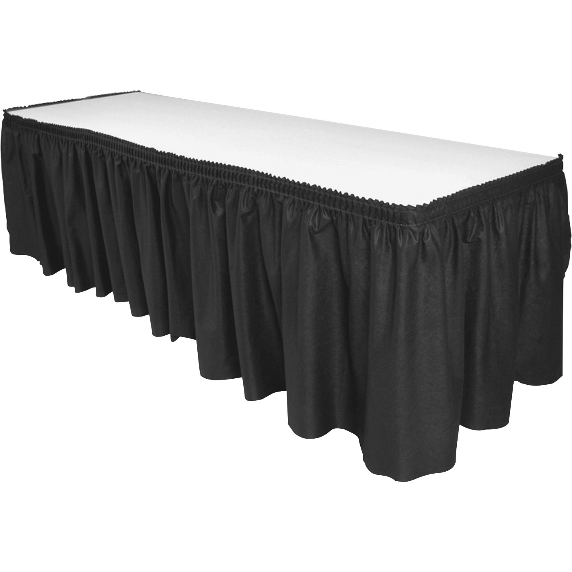 Genuine Joe Nonwoven Table Skirts - 14 Ft Length X 29" Width - adhsve Backing - Polyester - Black - 6 / Carton